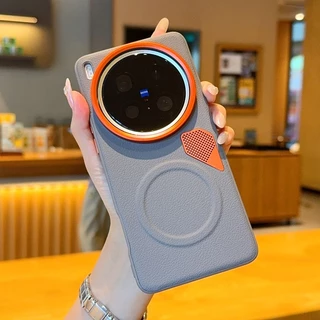 การกระจายความร้อนเคสโทรศัพท์แม่เหล็กสําหรับVIVO X300 Pro X200 X100 Ultra/Pro mini X100Sเลนส์โลหะธรรมดาหนังAnti drop Case Sensitiveปุ่มอิสระฝาครอบป้องกัน