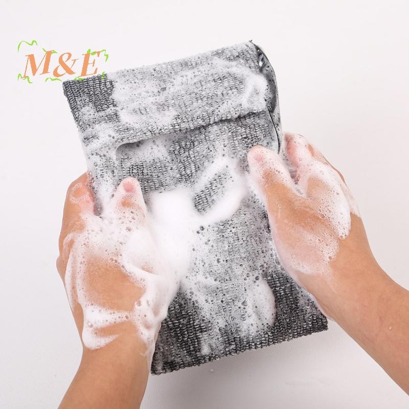 [M&E] 2 ชิ้น Bath Cleanser Foaming Net Double-layer หนาสบู่กระเป๋า Body Exfoliating Scrubber ฟองน้ํา