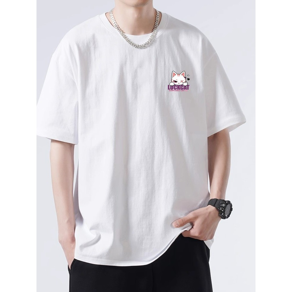 2025 NEW 2025 Summer Heavyweight Pure Cotton Trendy Brand T-Shirt for Men and Women, Coffee Color, S