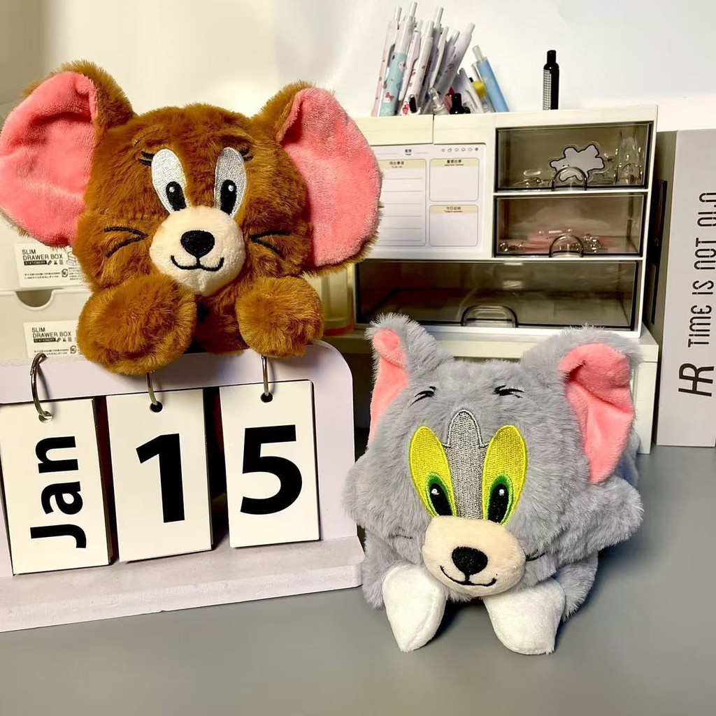 2025新款正版猫和老鼠豪华版毛绒玩偶趴姿笔袋可爱汤姆猫杰瑞毛绒收纳袋Genuine Cat and Mouse Deluxe Plush Doll20250924