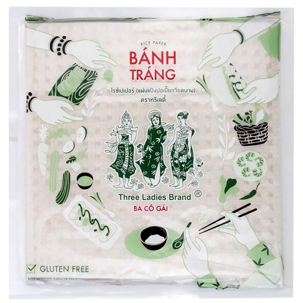 ทรีเลดี้ แผ่นแป้งปอเปี๊ยะเวียดนาม สี่เหลี่ยม ขนาด 22ซม. 340กรัม/แพ็ก RICE PAPER SQURE 22CM 340G