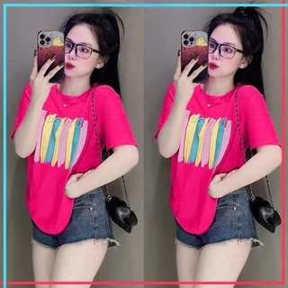 เสื้อยืดแขนสั้นผู้หญิงพิมพ์ลาย ยอดนิยมในสไตล์สตรีท แฟชั่นกีฬา