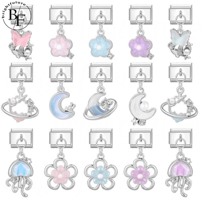 สร้อยข้อมือสแตนเลสแบบจี้อิตาเลียน charm ออกแบบโดย dolphin planet เหมาะสำหรับสไตล์เรโทร