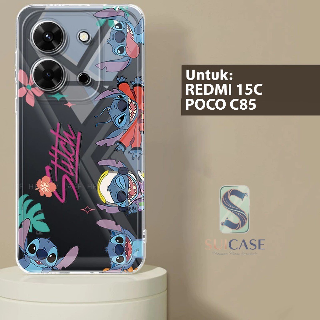 พรีเมี่ยม GLOSSY CLEARCASE เข็มทิศนุ่มสําหรับ REDMI 15C และ POCO C85 4G / 5G MOTIF PNG-STITCH-1