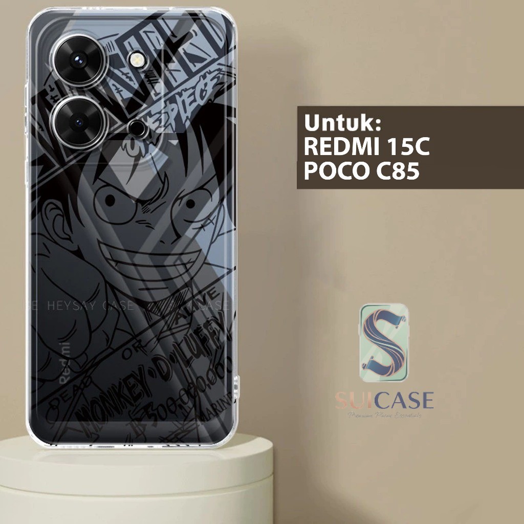 พรีเมี่ยม GLOSSY CLEARCASE เข็มทิศนุ่มสําหรับ REDMI 15C และ POCO C85 4G / 5G MOTIF PNG-ONEPIECE-2