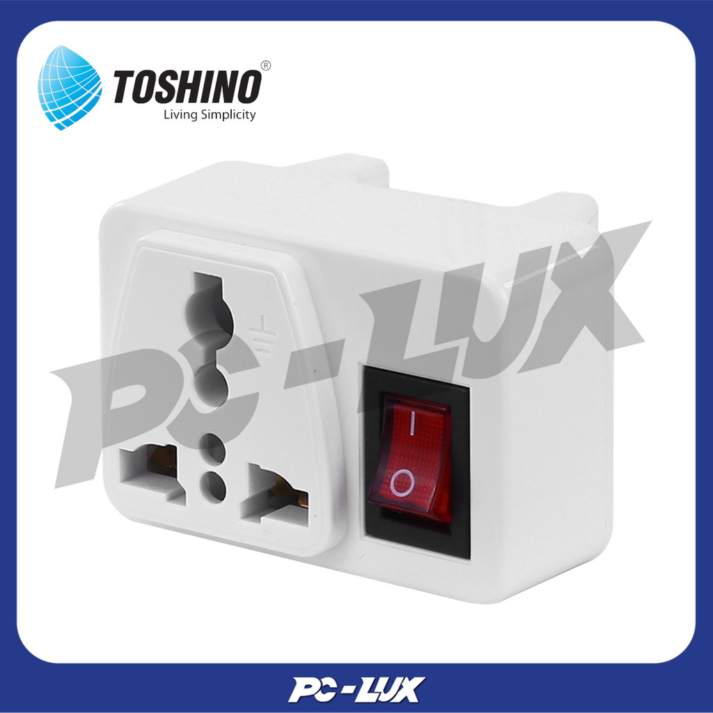 TOSHINO ปลั๊กแปลง อะแดปเตอร์ 2 ขากลม 1 สวิตช์ รุ่น CO6S-A