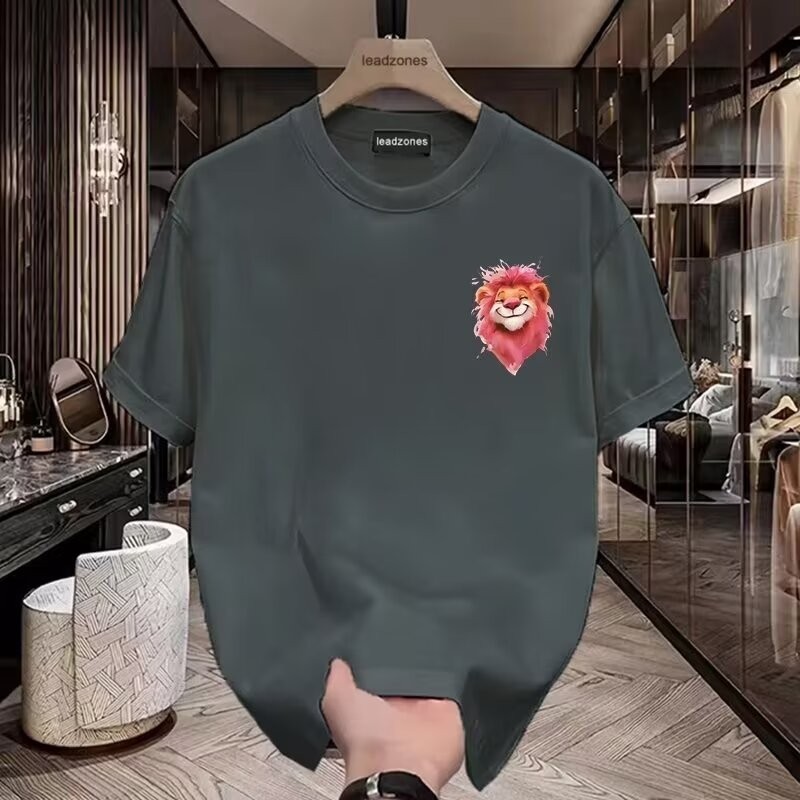 2025 NEW 2025 Heavyweight Printed Short Sleeve T-Shirt Men's Summer Trend Loose Fit Plus Size Versat