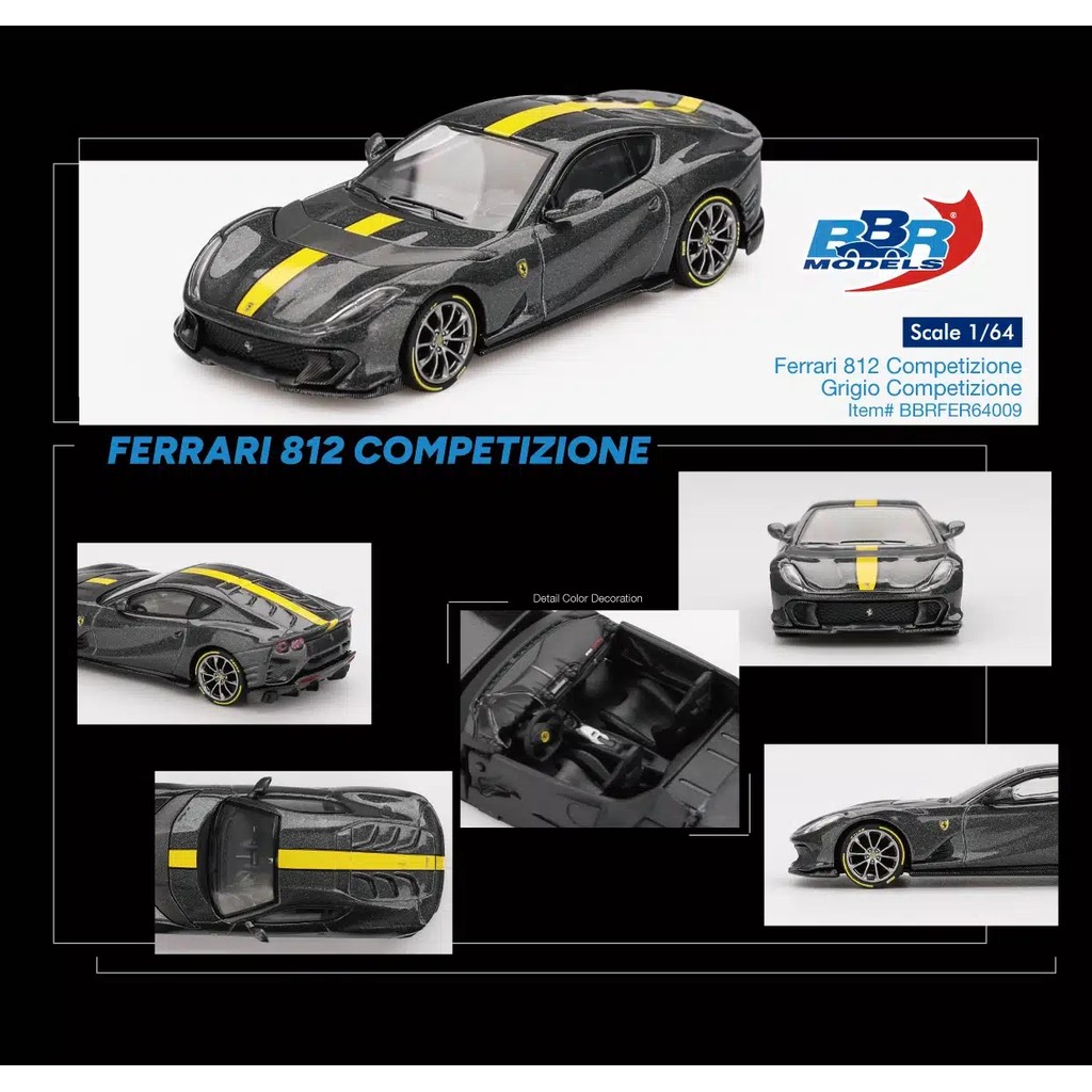 BBR Models 1:64 Ferrari 812 Competizione Grigio Competizione BBRFER64009