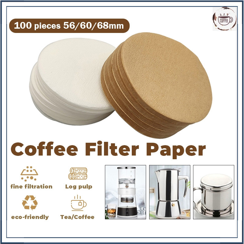 COD กระดาษกรองกาแฟวงกลม - แผ่นกรอง 100 แผ่น กระดาษดริป สำหรับ หม้อต้มกาแฟ Moka Pot Paper Filter โมก้าพอท กรองกาแฟ