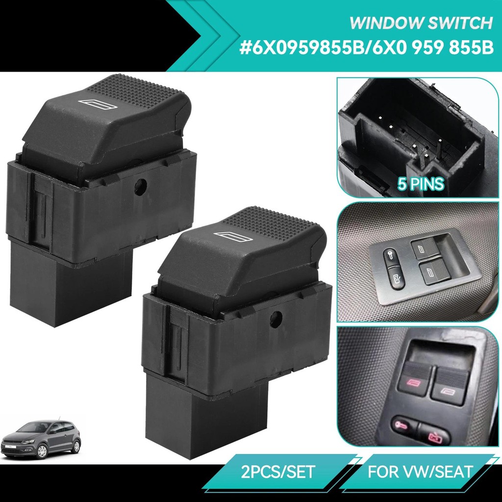 2pcs ไฟฟ้าหน้าต่างปุ่มสวิทช์สําหรับ VW LUPO 6X1 โปโล 6N2 6E1 ที่นั่ง Ibiza ที่นั่ง Cordoba 6K2 Saloo