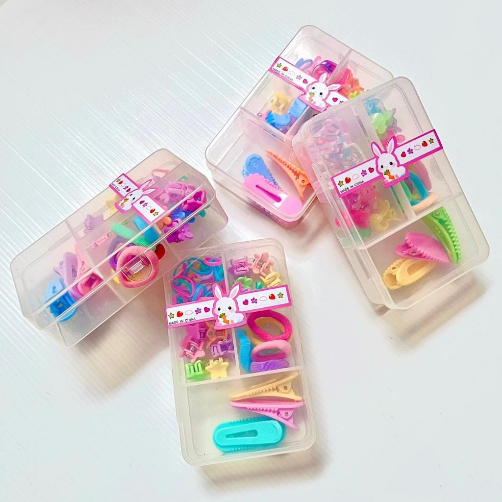 [MX] RUBBER HAIR TIE 1 ชุดกิ๊บติดผม CHILDRENS IN 5 IN 1 SQUARE MICA PACKAGING