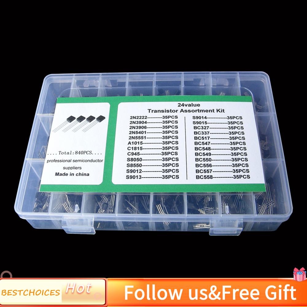 Bestchoices BestChoices 840PCS/BOX 24 ค่า TO-92 TRANSISTOR SYRYSTERMENT KIT BC327 BC337 BC547 2N2222