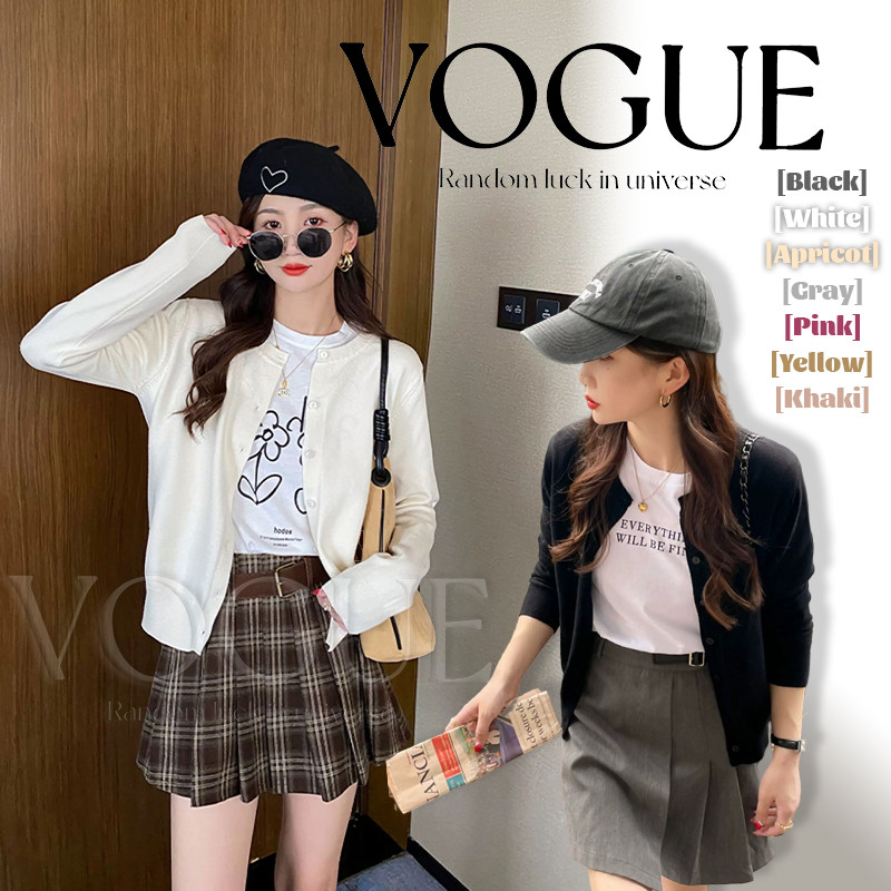 Vogue🌟พร้อมส่ง🌟 เสื้อคลุมคาร์ดิแกรนแขนยาว ผ้าไหมพรม สีสดใส ใส่ได้ทุกวัน (C286)