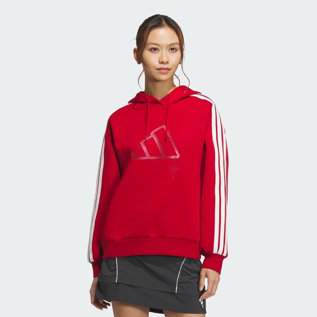 adidas ไลฟ์สไตล์ สเวตเตอร์มีฮู้ด CNY ผู้หญิง สีแดง JZ1636