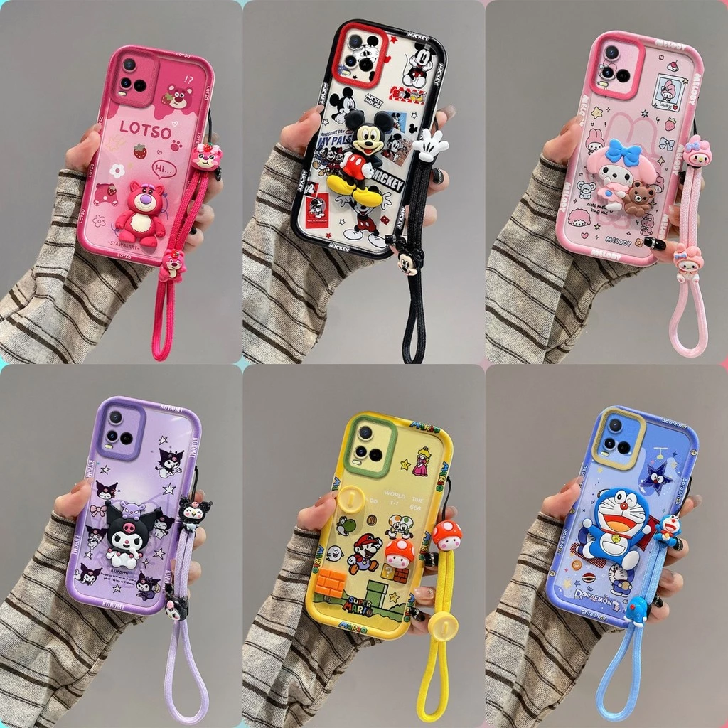 เคส VIVO Y21 Y21S Y21T Y33S Y33T T1X อะนิเมะตัวอักษรสติกเกอร์ตุ๊กตาเคสโทรศัพท์