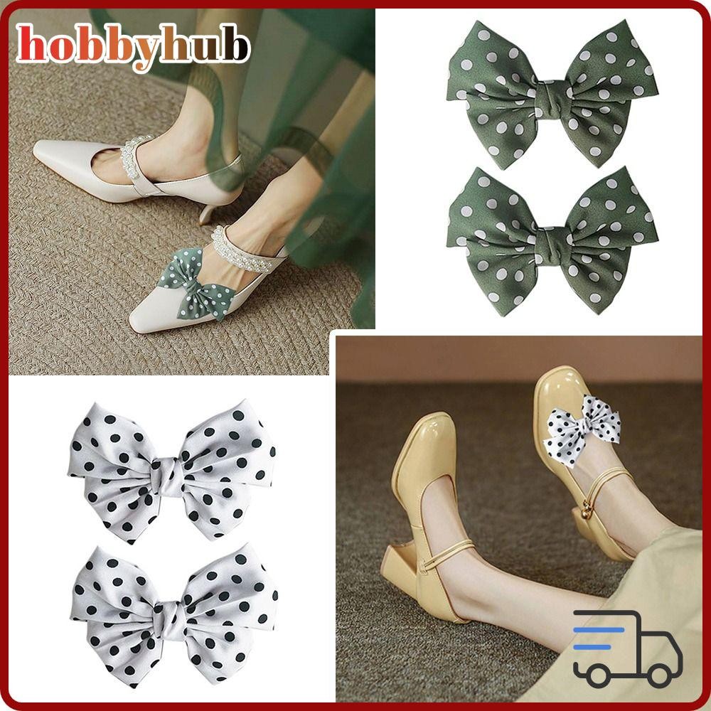 HOBBYHUB 1 คู่ Shiny Clips Women Lady Shoes Wave Point Charm Buckle