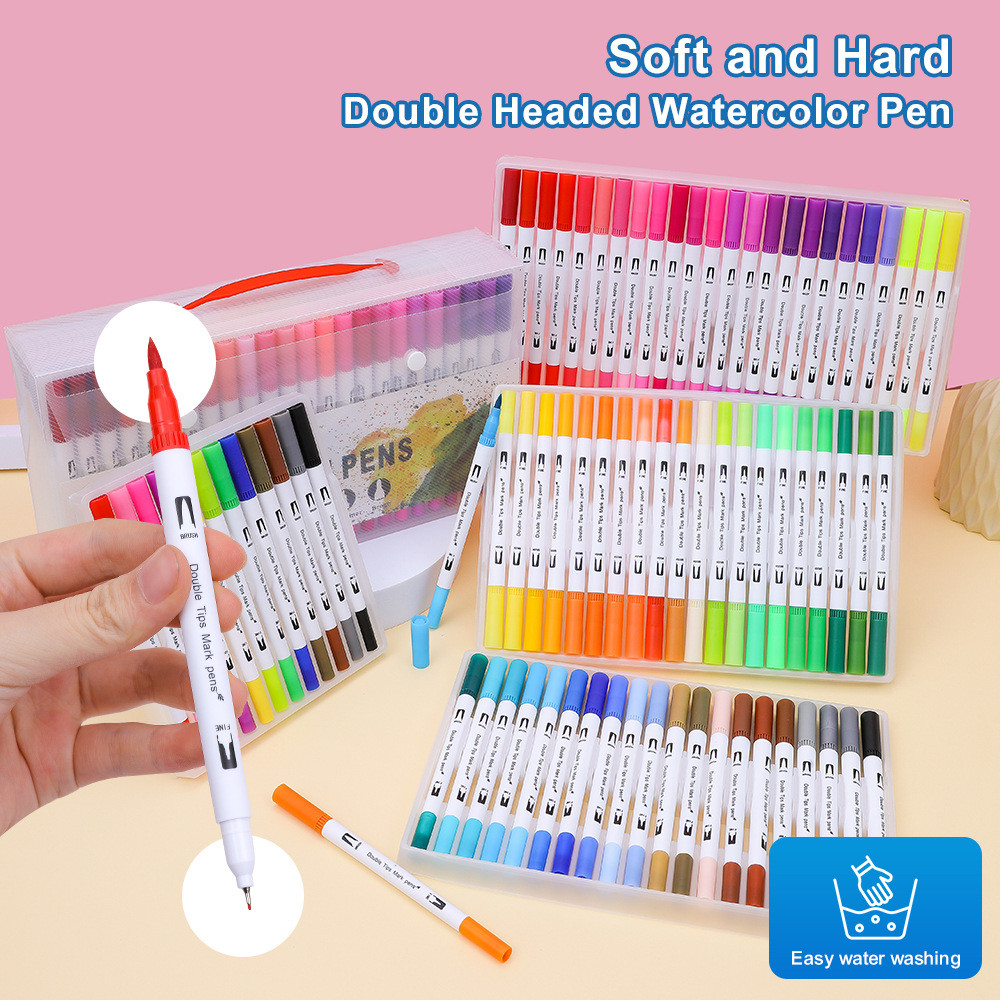 ปากกาสีน้ำ 2 หัวรุ่นใหม่ชุดอุปกรณ์ศิลปะสีน้ำสามารถล้างสีได้