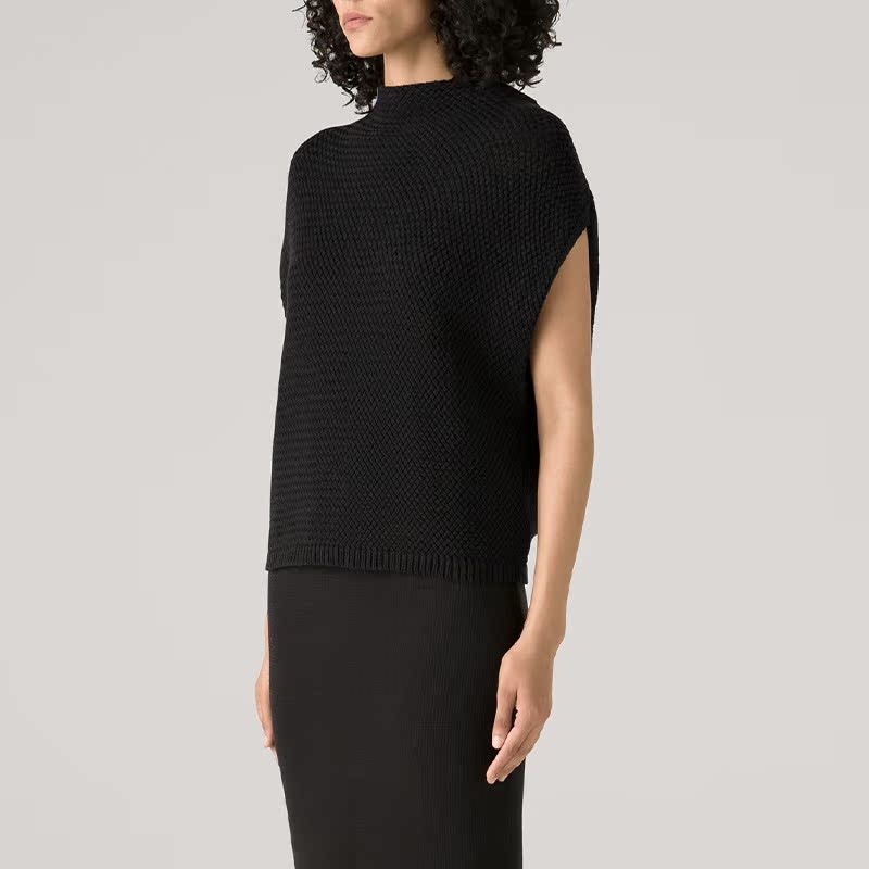 เซนต์. JOHN Rose Black Double-Strand ถักถักเสื้อกันหนาวหลวม K5180T1