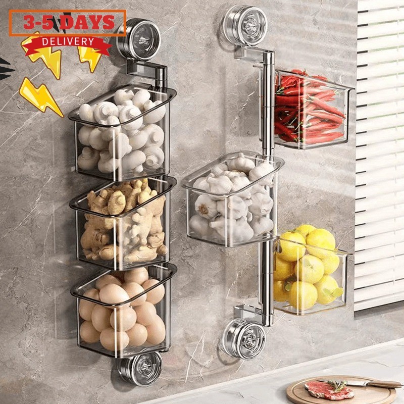 [3-5วันมาถึง]กล่องเก็บของสร้างสรรค์2/3ชั้น-ติดผนังถ้วยดูดแขวนตะกร้าหมุนได้มัลติฟังก์ชั่ตะกร้าเก็บห้องน้ํา