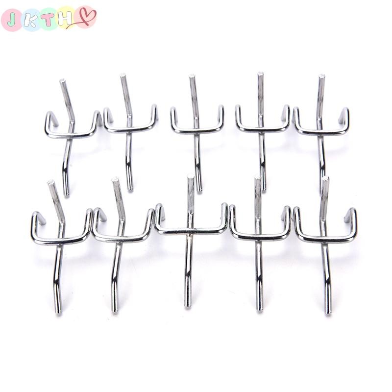 JKTH 10 ชิ้นโลหะ Peg Board Pegboard ตะขอโรงรถทํางาน Shop Storage จอแสดงผลเหล็ก JKK