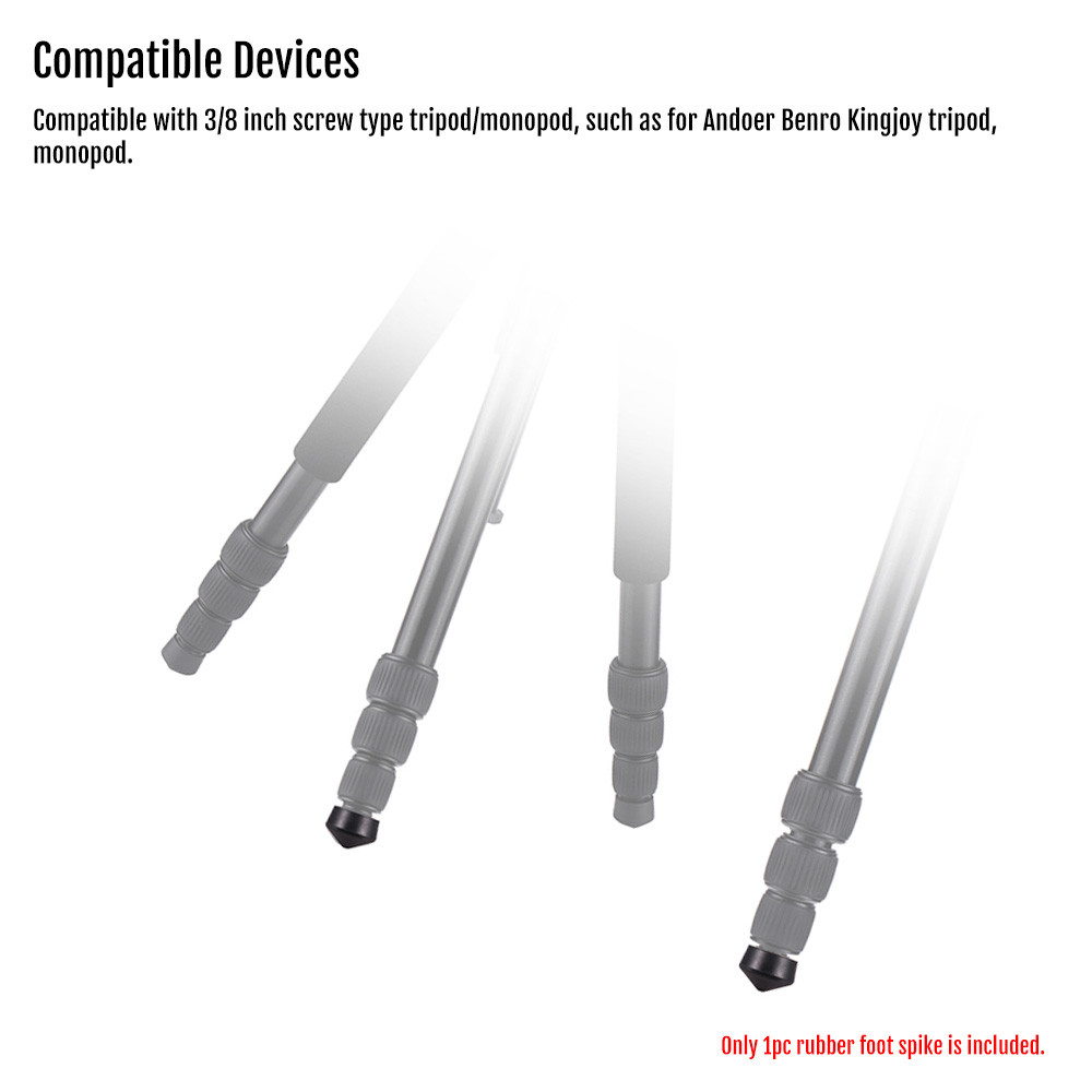 localcamera-TH Andoer Universal 3/8 นิ้วขาตั้งกล้อง Monopod ยาง Spike สำหรับ Benro Gitzo Manfrotto