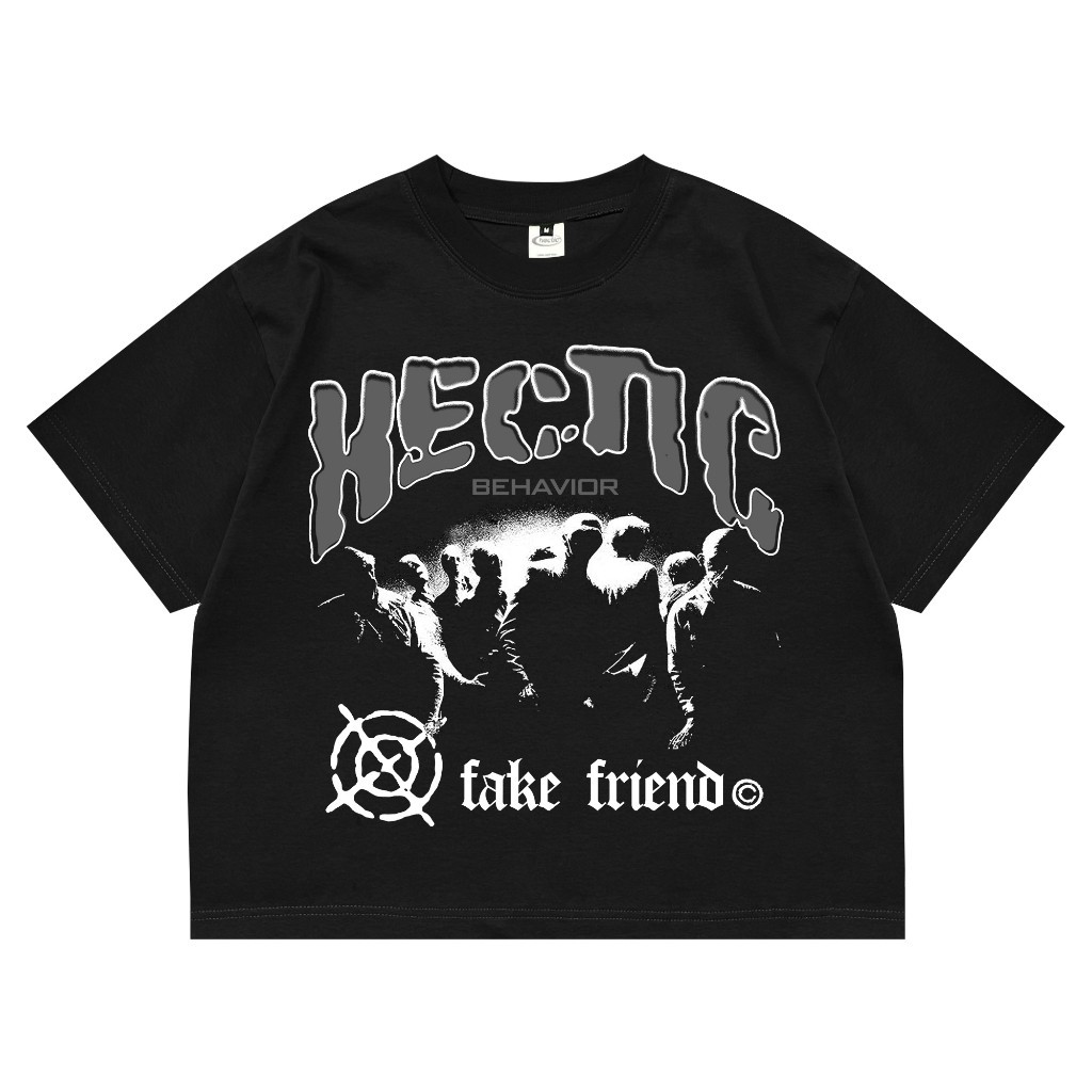 เสื้อยืด Boxy - Fakefriend - เสื้อยืดสีดํา - Hectic