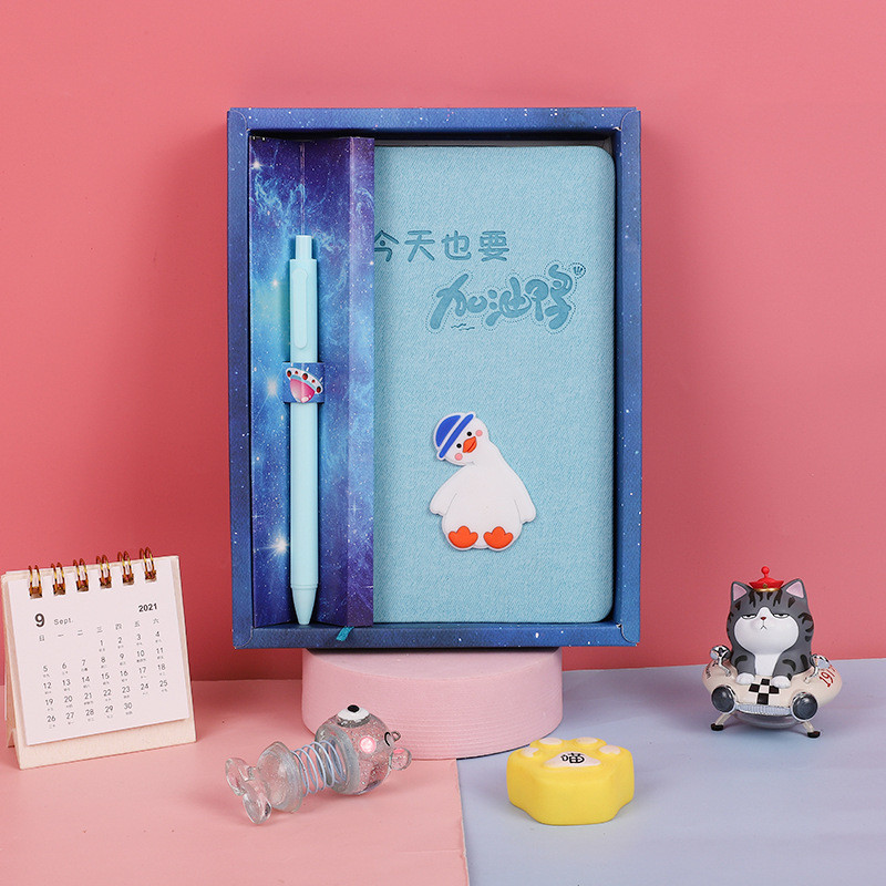 Handbook Gift Box Set Cartoon Flamingo Notepad with Pen Cute Notebook Handbook Diary