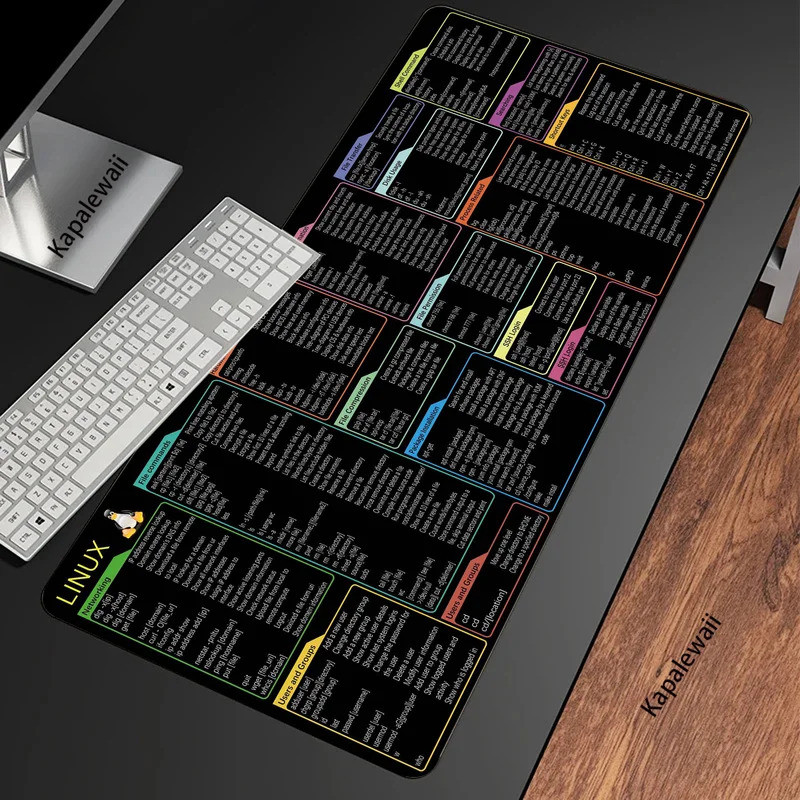 Linux แผ่นรองเมาส์สําหรับเล่นเกม Mousemat ล็อคขอบขนาดใหญ่ Anti-slip โต๊ะ Pc Gamer อุปกรณ์เสริม Mouse