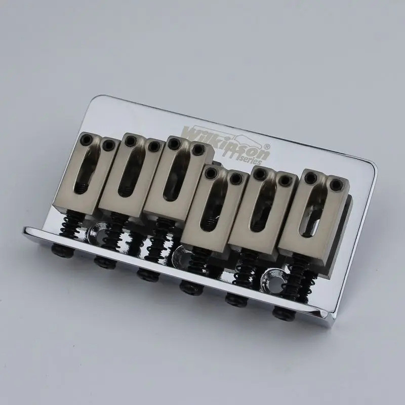 Wilkinson Chrome กีตาร์ไฟฟ้าสะพานคงที่ String Thru Bridge Steg Tailpiece String Spacing 10.5 มม.เงิน