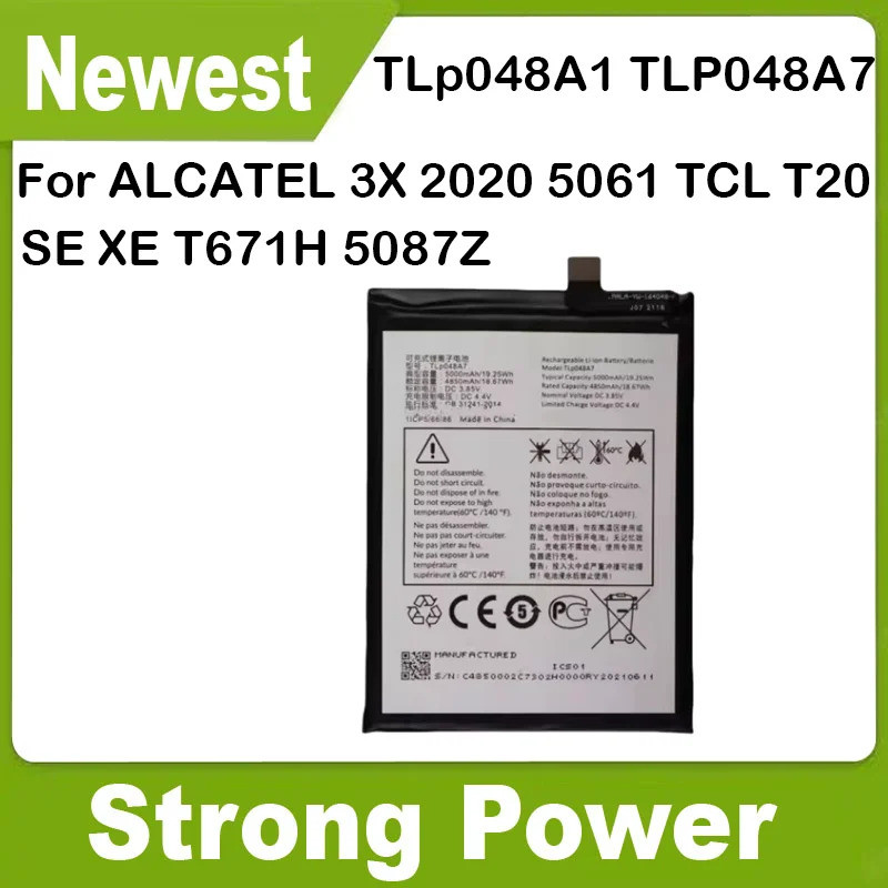 YDLBAT 5000mAh TLP048A1 TLP048A7 แบตเตอรี่สําหรับ ALCATEL 3X 2020 5061 TCL T20 SE XE T671H 5087Z