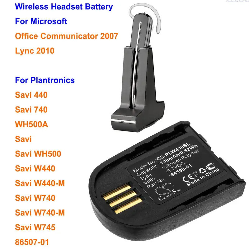 Cameron Sino 140mAh แบตเตอรี่ 84598-01 สําหรับ Plantronics Savi 440, 740,W440-M,W740,W740-M, W745, W
