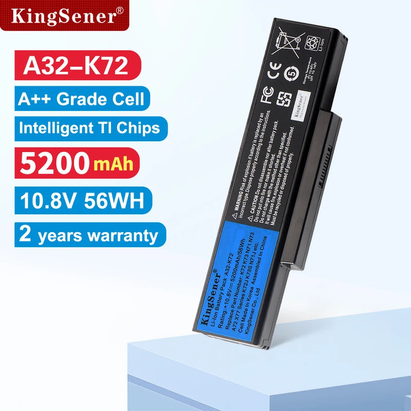 KingSener 5200mAh A32-K72 แบตเตอรี่แล็ปท็อปสําหรับ ASUS K72Y K73 K73B K73BR K73BY K73E K73J K73JK K7