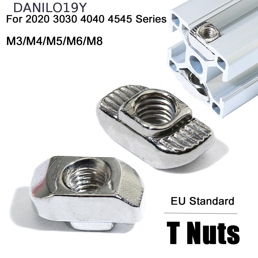 DANILO19Y Thread T Nut M3-M8 10/50 ชิ้นปรับปรุงบ้าน T-Slot เหล็กคาร์บอนโปรไฟล์อลูมิเนียม