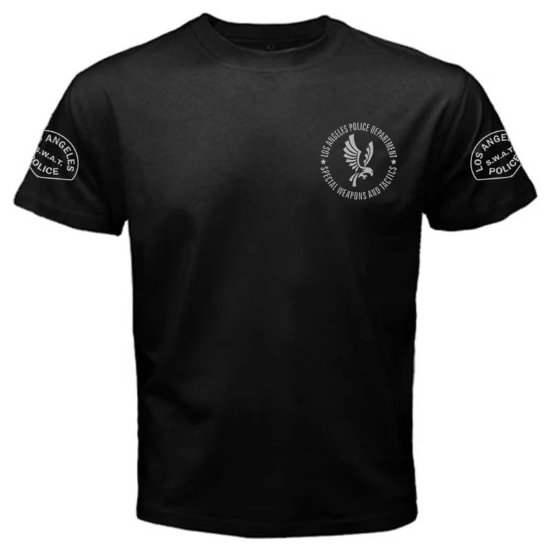 เสื้อยืด LAPD SWAT สำหรับแฟนหน่วยตำรวจพิเศษอเมริกัน สไตล์แทคติค เสื้อชุดทำงานกลุ่มปฏิบัติงาน S-5XL