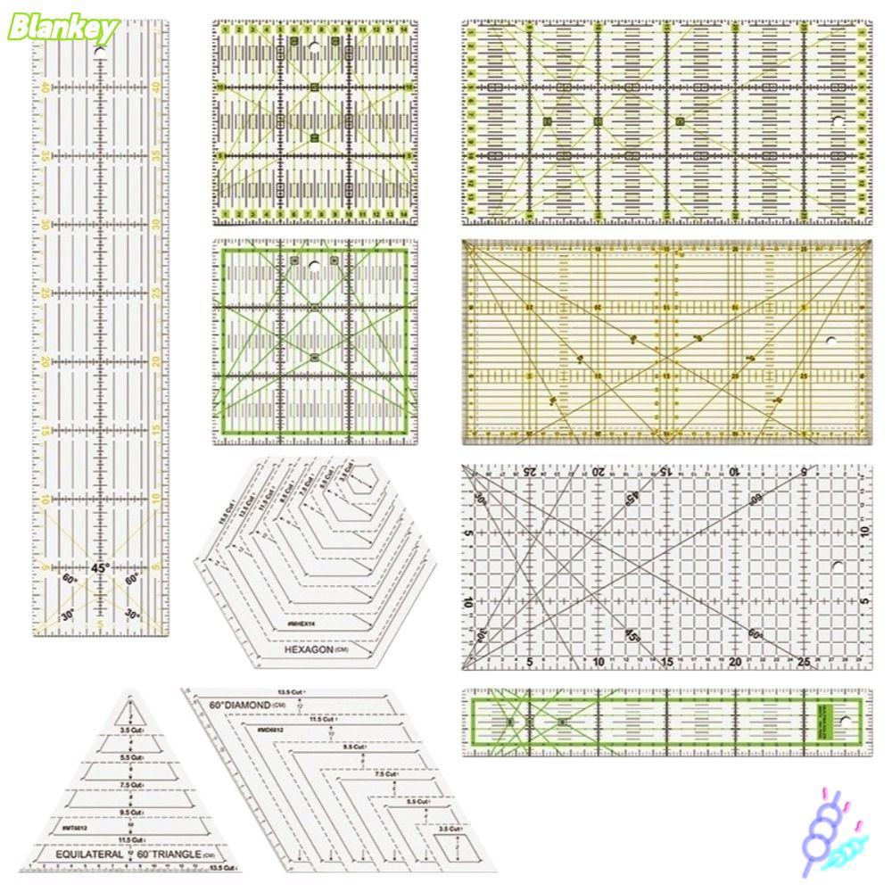 BLANKEFX ไม้บรรทัดควิลท์, เครื่องหมายวัสดุอะคริลิคไม้บรรทัดควิลท์สี่เหลี่ยม, ไม้บรรทัดตัดผ้าหลายขนาดคุณภาพสูงโครงการเย็บผ้า