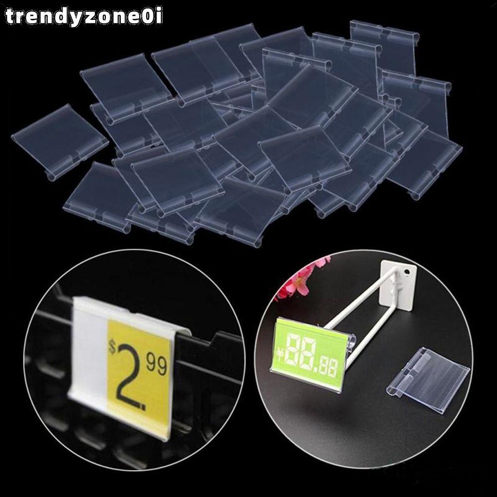 TRENDYZONE0I 50 ชิ้นผู้ถือป้าย,พลาสติกคู่สายตะขอราคาผู้ถือแท็ก,ป้ายโปร่งใสมัลติฟังก์ชั่นจอแสดงผลป้าย