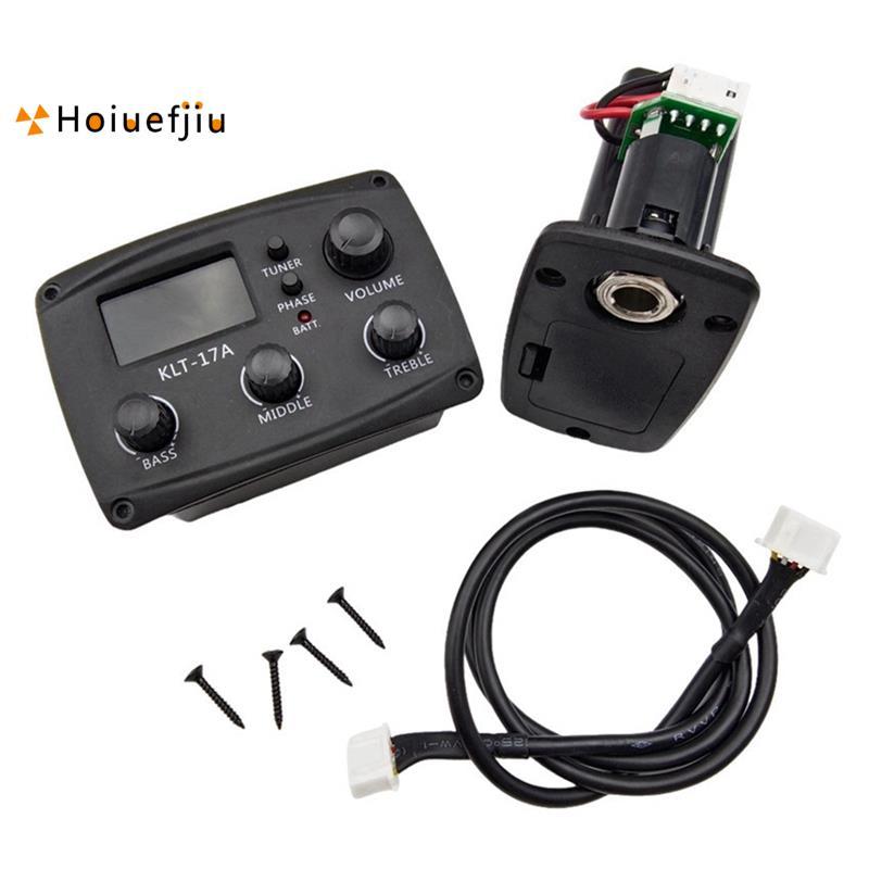 HouefjiuKLT-17A กีต้าร์โปร่ง EQ Preamp, พร้อมจูนเนอร์ Procedding ดิจิตอล 3 Band EQ Equalizer พร้อมจู