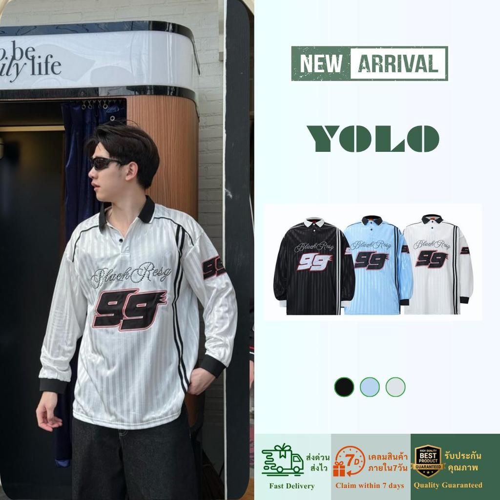 YOLO เสื้อเชิ้ต OVERSIZE เสื้อเชิ้ตไตส์ เสื้อเชิ้ตสำหรับผู้ชาย แขนยาว C26823