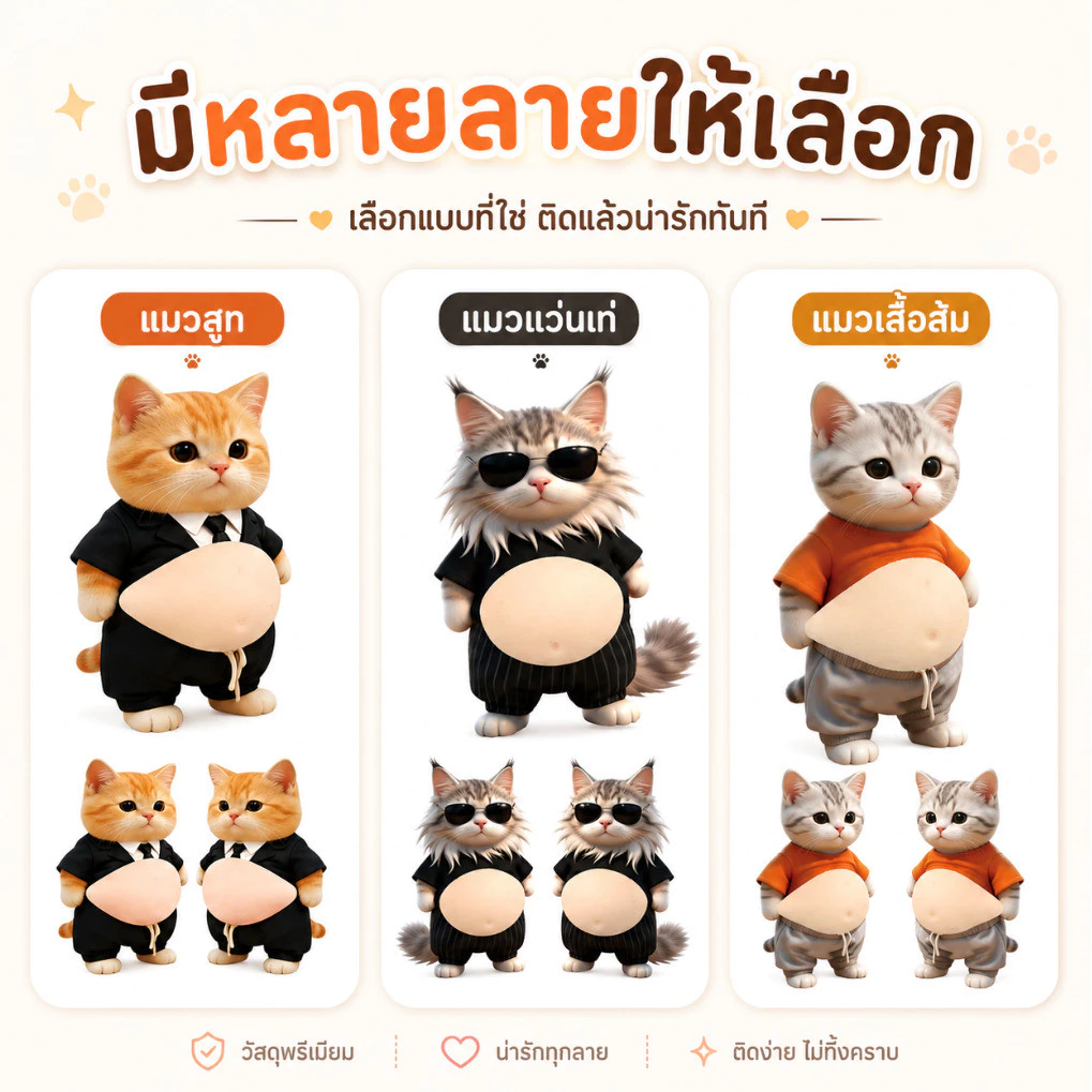 สกุชชี่ท้องแมวสามมิติ Fidget ของเล่นบีบคลายเครียด thumbnail 6