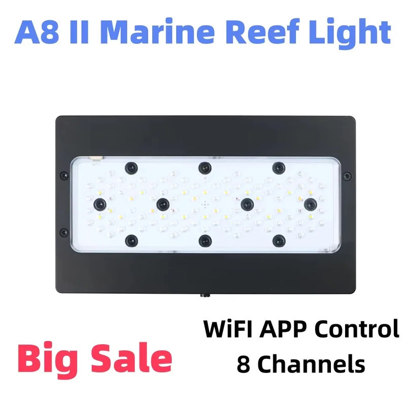 A+ A8SE/A8Pro 240W Marine Aquarium Coral Light Full Spectrum 8 ช่องตั้งโปรแกรมได้สําหรับถังปะการังน้