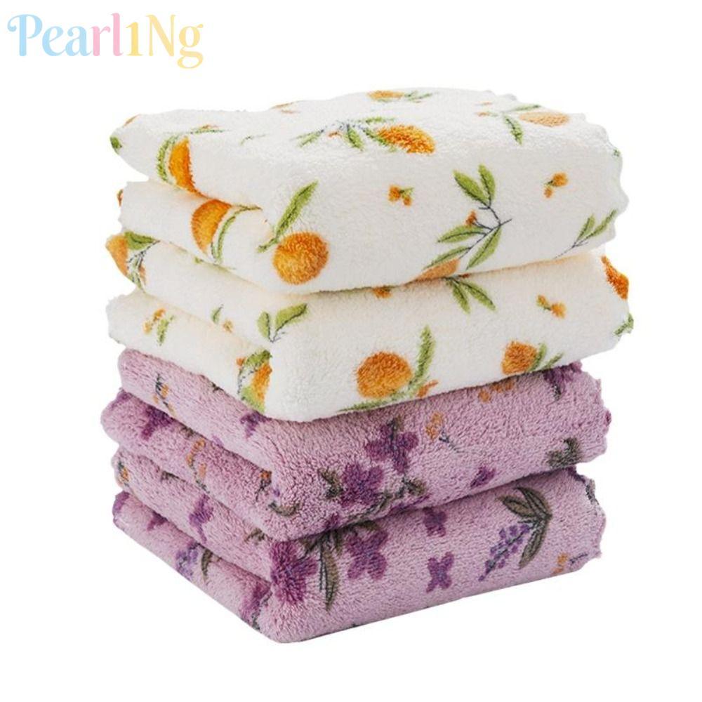 PEARLTH ผ้าทําความสะอาดห้องครัว, ขนแกะปะการัง 30x30 ซม. ผ้าขนหนูล้างจาน, พิมพ์นํามาใช้ใหม่ดูดซับห้องครัว Rag อ่างล้างจานทําความสะอาด