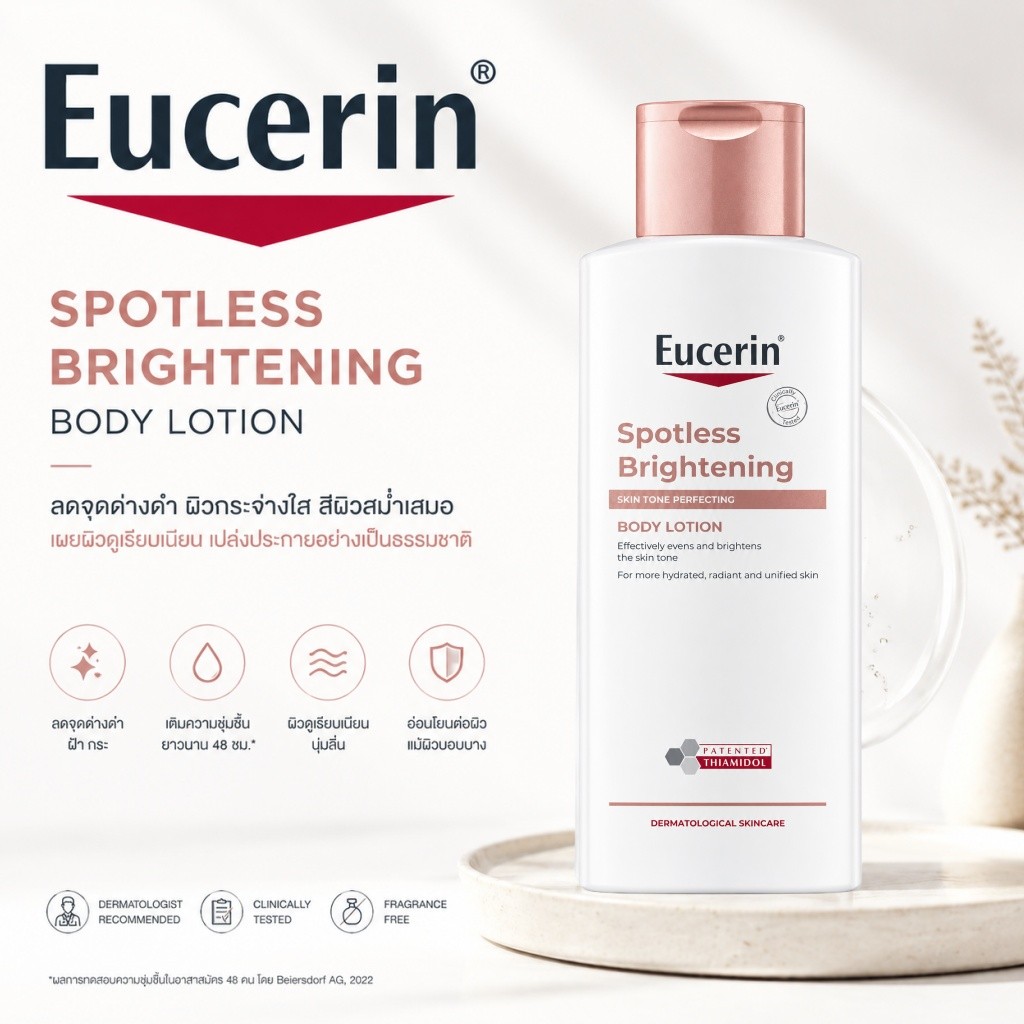 Eucerin Spotless Brightening Thiamidol Body Lotion 250ml โลชั่นลดจุดด่างดำ ผิวกระจ่างใส เรียบเนียน สุขภาพดี