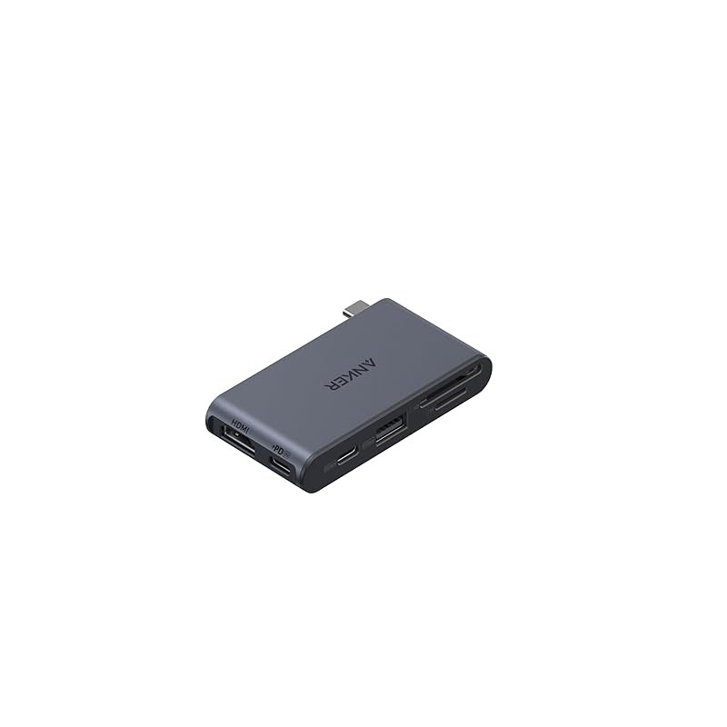 Anker Nano USB-C Hub (6-in-1, 5Gbps) with support for up to 4K and a maximum output of 85W, featurin