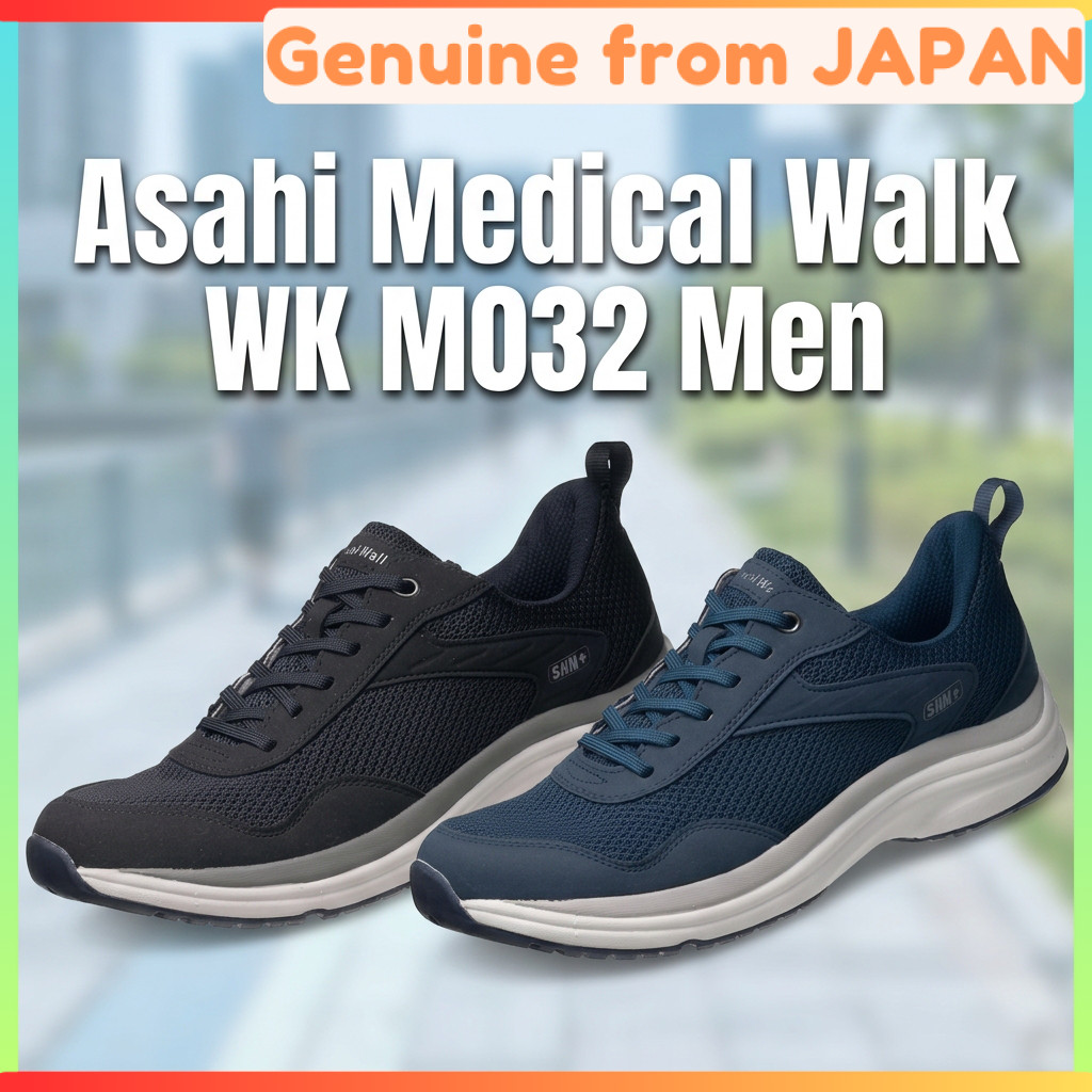 Asahi Medical Walk WK M032 Men Leather Walking Shoes 4E Wide Knee Support Zip