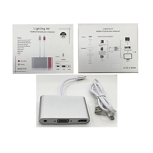 Lighting to HDMI/VGA/Audio Adapter