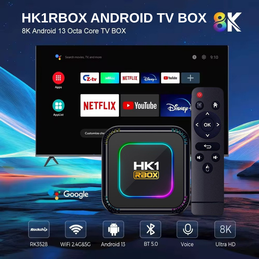 รุ่นใหม่ของปี 2026 HK1 RBOX K8 กล่องรับสัญญาณ Media Player Android13 WIFI 6 Support 2.4G/5G