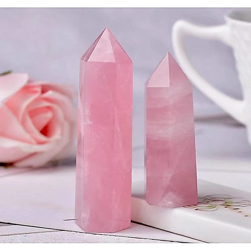 1 PC Natural Rose Quartz pillar Love Gift Reiki Healing collection Minerals