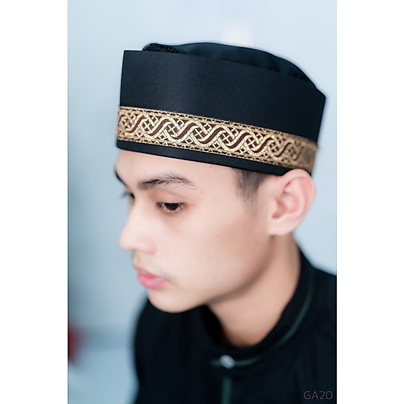 GA20หมวกผู้ชายมุสลิม สำหรับสวมใส่ละหมาด ใส่ออกงานอิสลาม กาปิเยาะห์