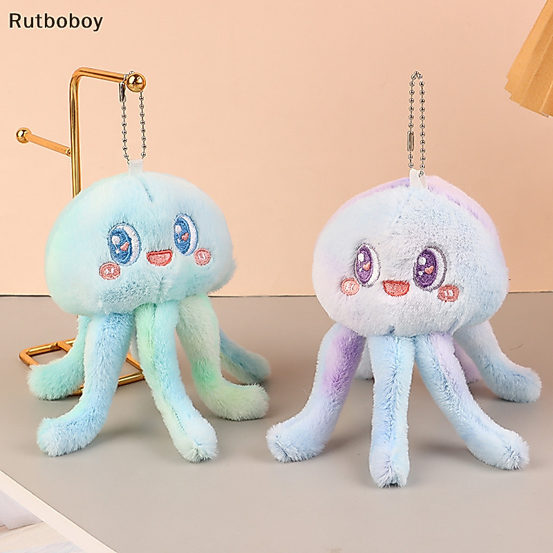 [Rut] น่ารักOctopus Plushการ์ตูนTie-Dyeแมงกะพรุนจี้นุ่มยัดตุ๊กตาพวงกุญแจกระเป๋าเป้สะพายหลังรถKey Ring Decorเด็กของขวัญCOD