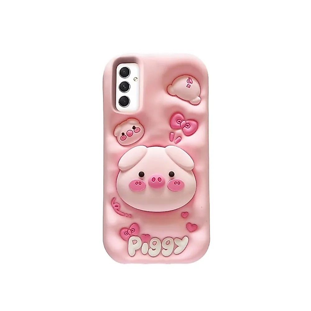 SAMSUNG เคสโทรศัพท์สําหรับSamsung Galaxy S26 S25 S24 S23 Ultra S21FE A16 A26 A36 A56 A13 A55 A54 A53 A51 A50 A30s A35 A24 น่ารักขาตั้งหัวใหญ่หมูซิลิโคนนุ่ม